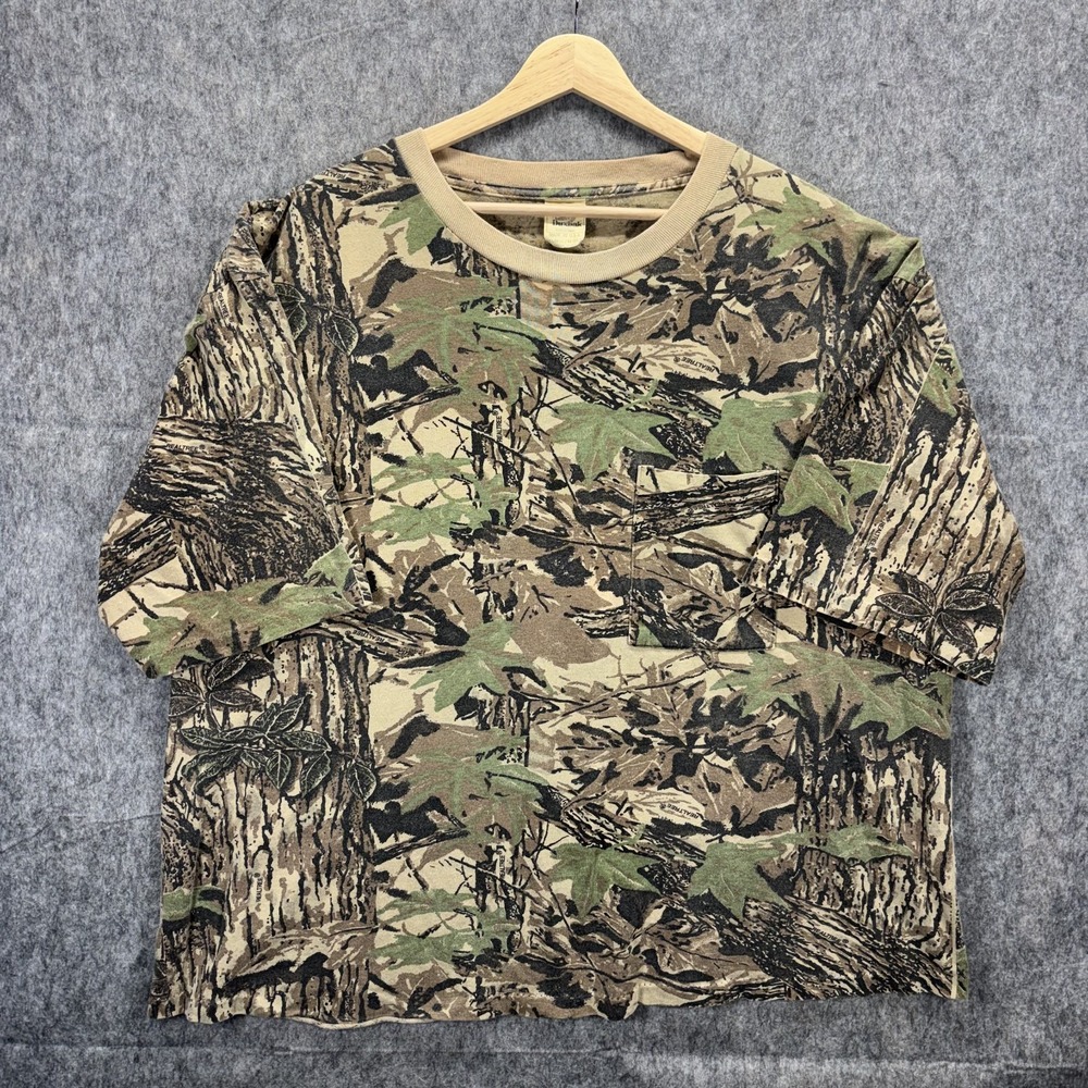 Vintage Duxbak Realtree Camo Pocket T-Shirt Men's XXL Boxy Short Sleeve USA 90s